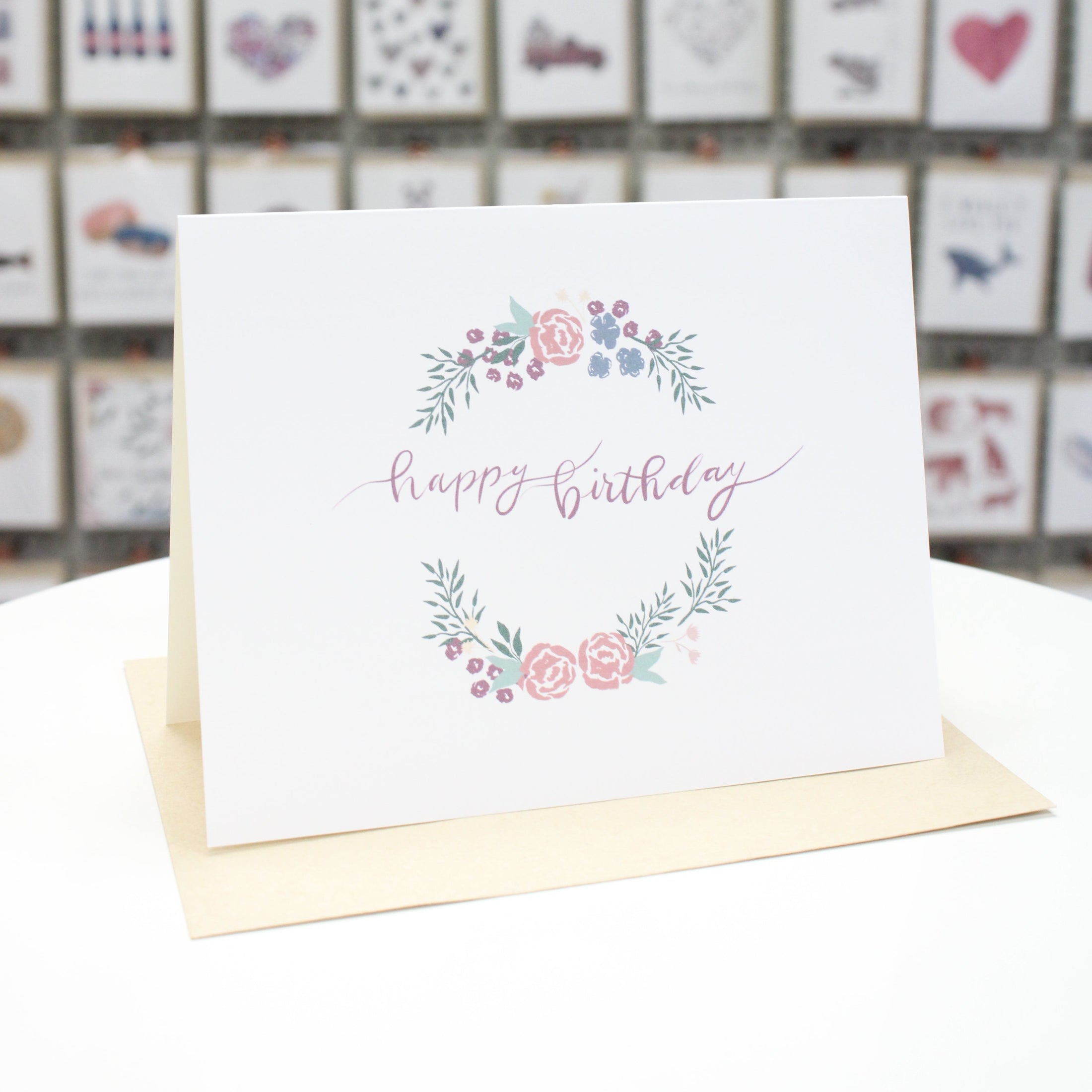 Happy Birthday Spring Wreath | Greeting Card