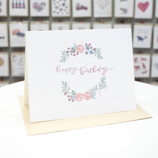 Happy Birthday Spring Wreath | Greeting Card
