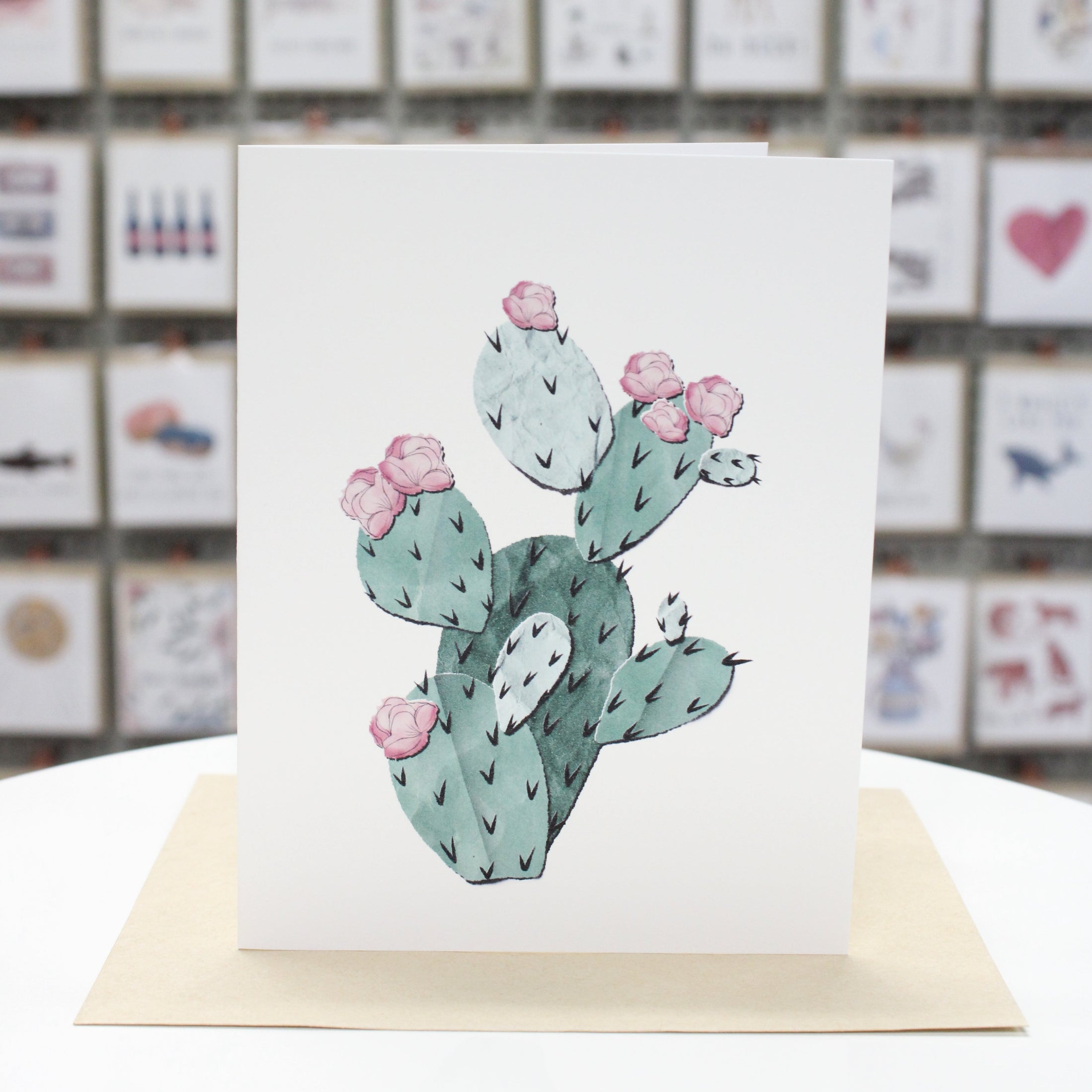 Cactus with Watercolor Flowers | Greeting Card
