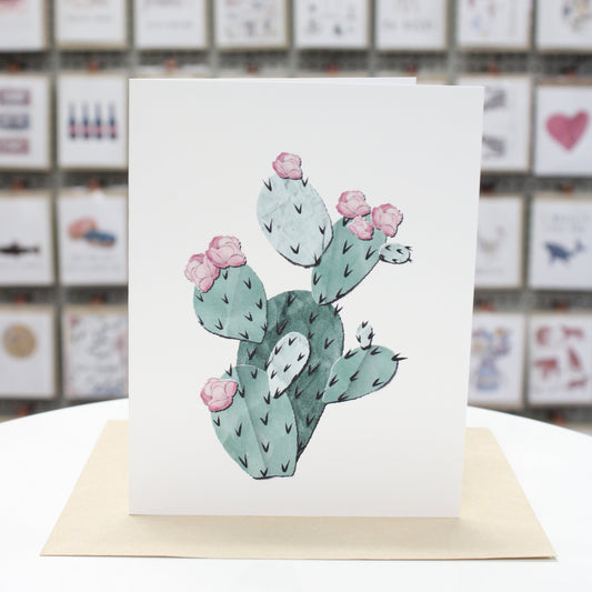 Cactus with Watercolor Flowers | Greeting Card