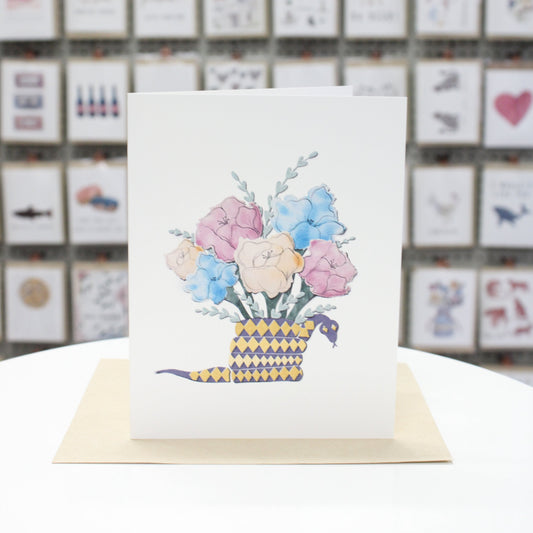 Snake with Flowers "Cut Paper" | Greeting Card