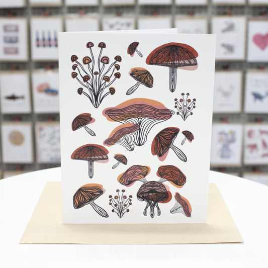 Messy Color Blocking Mushrooms | Greeting Card