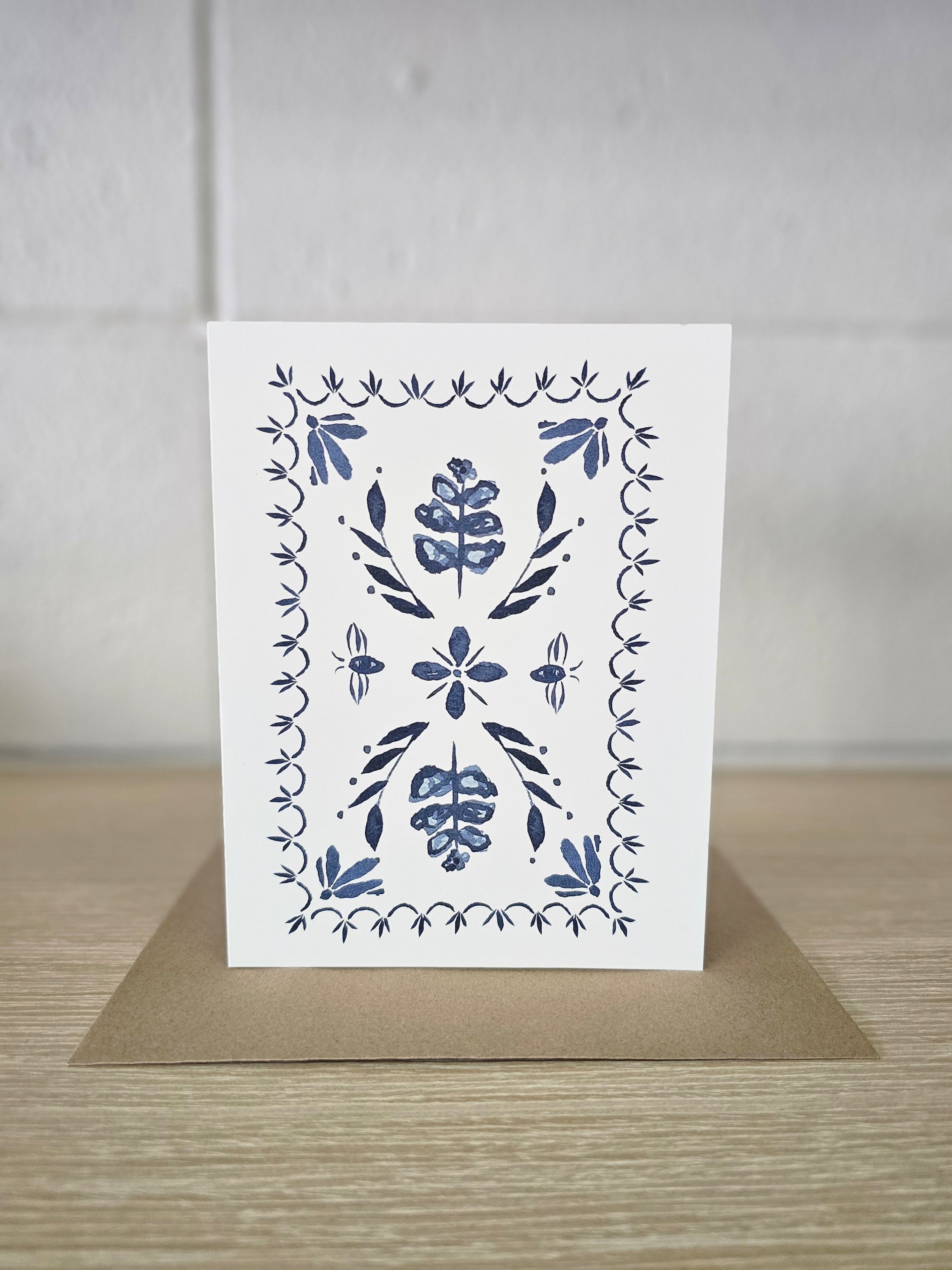 Simple Framed Blue Motif | Greeting Card
