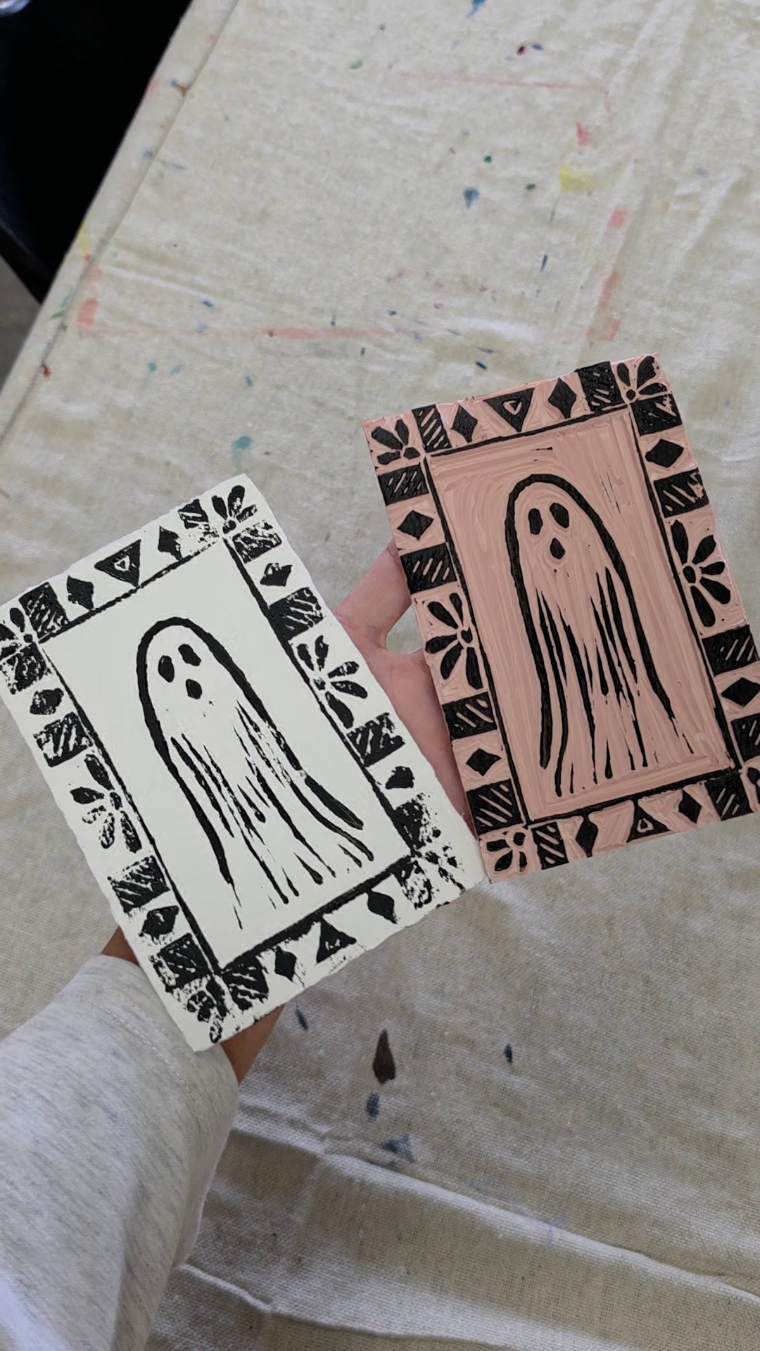 Framed Linocut Ghost