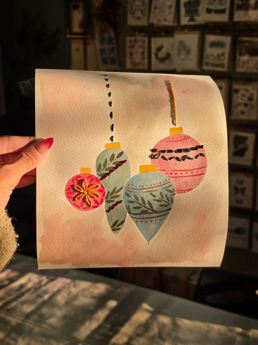 Watercolor Ornaments and Embroidery Crossover Workshop