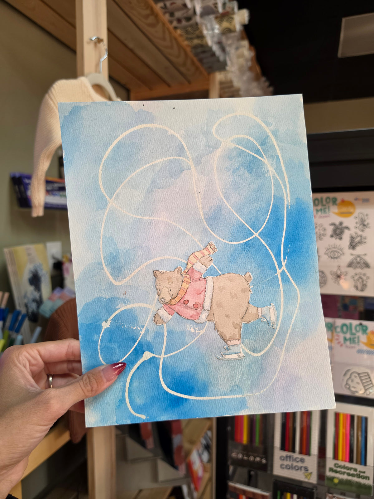 Meet and Make - Watercolor Ice Skating Bear