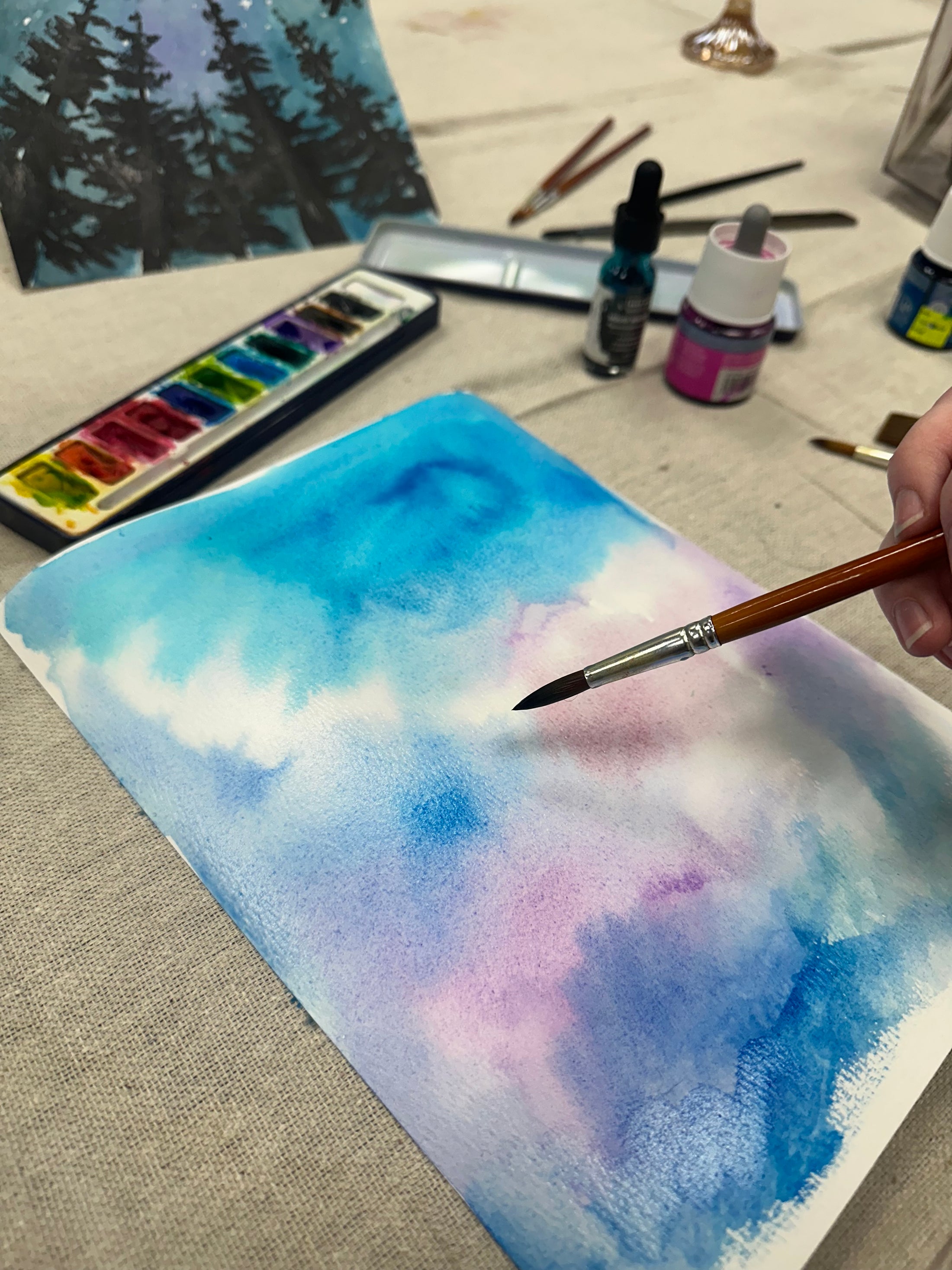 Meet and Make - Watercolor Galaxy and Trees