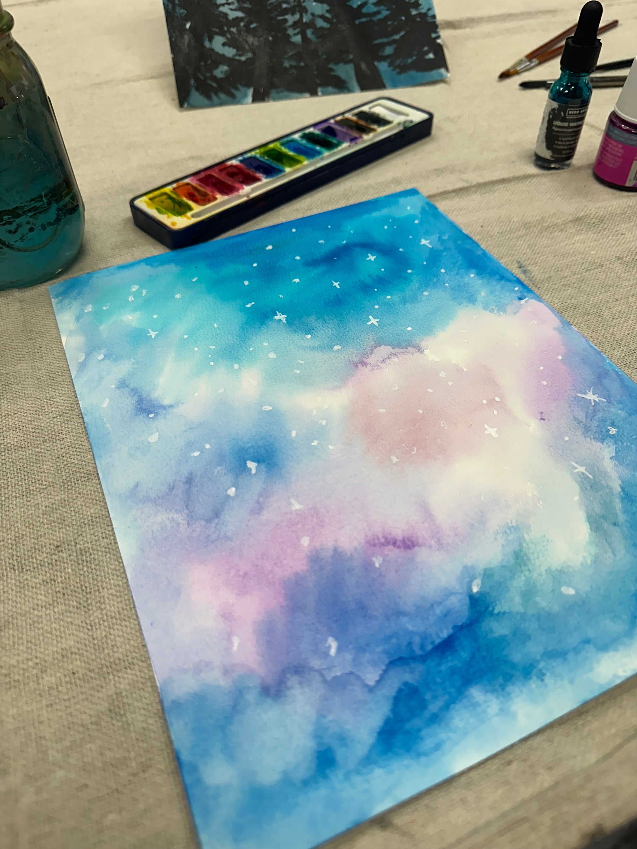 Meet and Make - Watercolor Galaxy and Trees