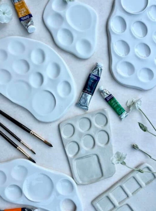 Ceramic Watercolor Palette and Brush Holder ft. THRW Pottery