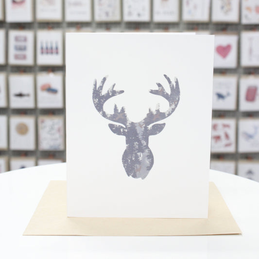 Antlers with Silhouette | Greeting Card