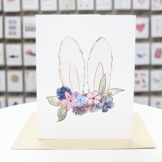 Easter Bunny Ears with Flowers | Greeting Card